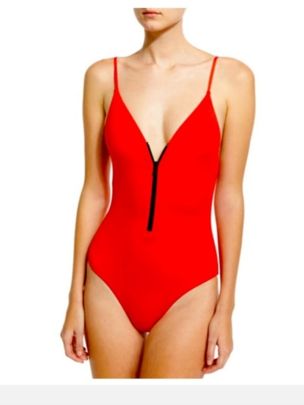 Onia Red Zip-Front One-Piece Swimsuit - Women Swim